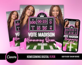 Vote homecoming queen , Social Media Flyer,  Class campaign Flyer, high School homecoming, college homecoming, no watermarks