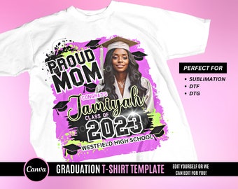Graduation T Shirt Design, Editable in canva, 2024 Graduation Family T Shirt Design Template, Perfect for Sublimation, DTF or DTG, Proud Mom