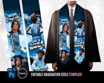 Abschluss-Stola Schärpe, blauer Blitz, T-Shirt-Design, bearbeitbar in Canva, T-Shirt-Design-Vorlage, perfekt für Sublimation, DTF usw
