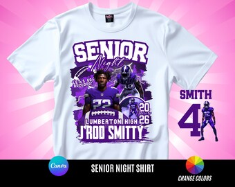 Senior Night Homecoming ,Shirt, Football T Shirt Design, Editable in canva, T Shirt Design Template, Perfect for all print media
