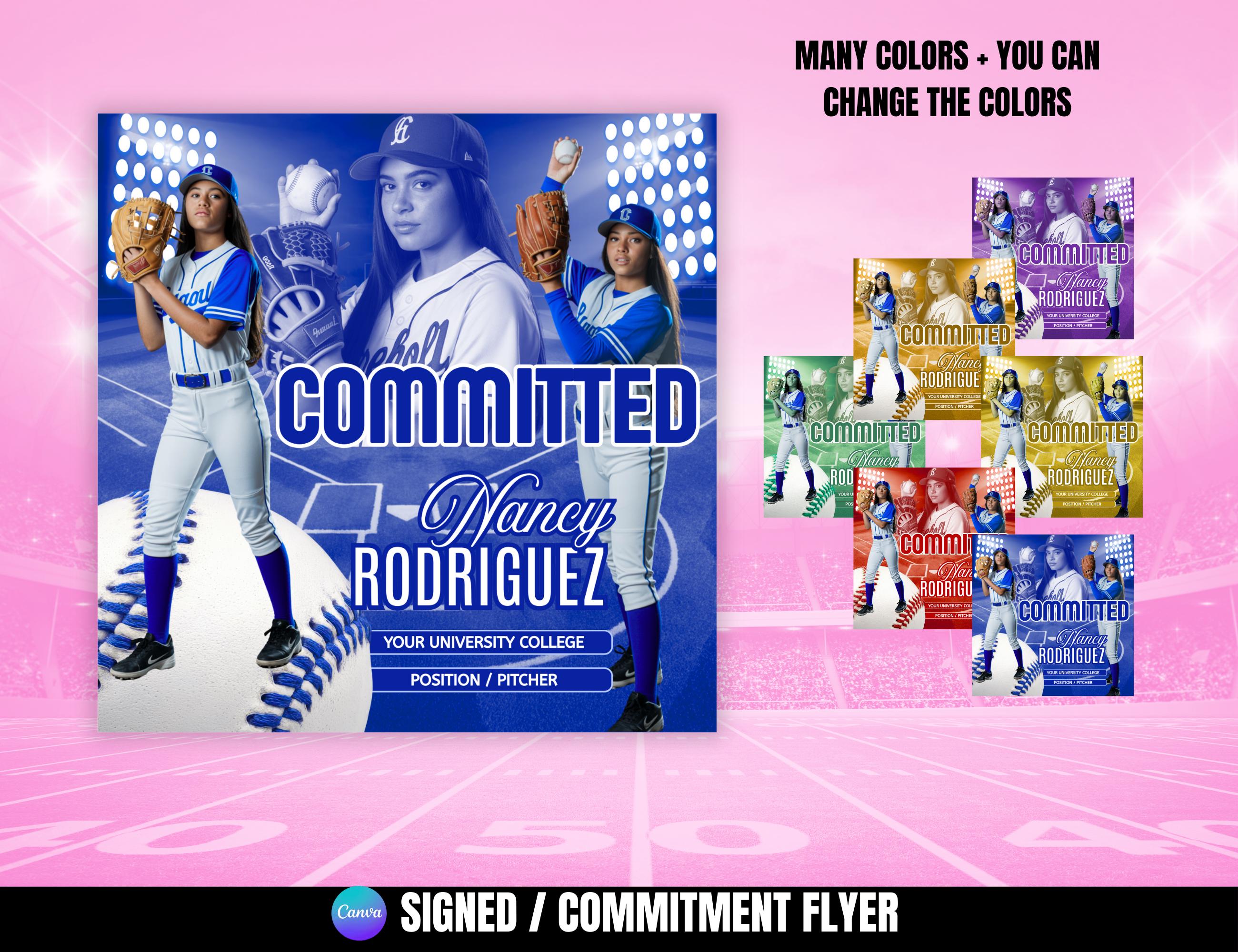 Baseball Signed College Committed Flyer, Graduation Flyer, Sports Flyer ...