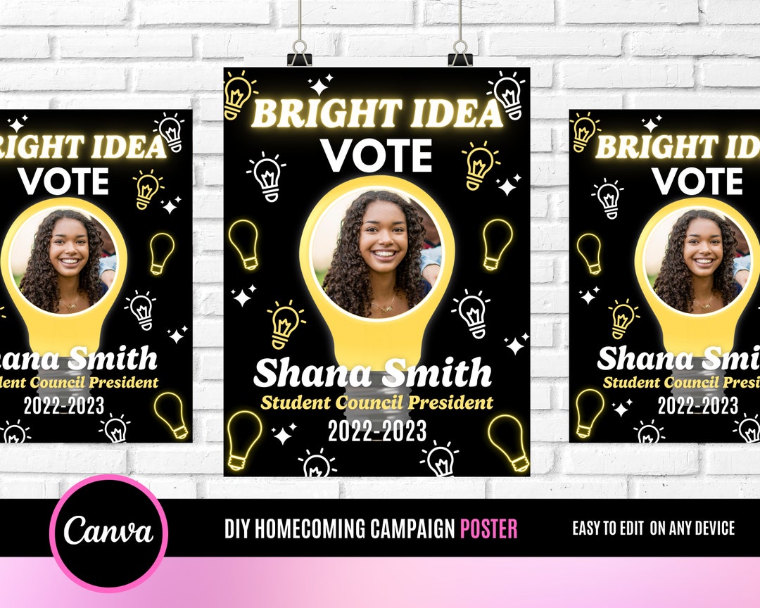 Bright Idea Student Council Poster, Poster, Class Treasurer