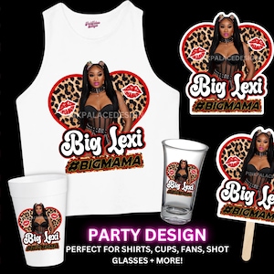 Big Mama Birthday Sticker , Editable Canva Template, Sticker for shot glasses, styrofoam cups