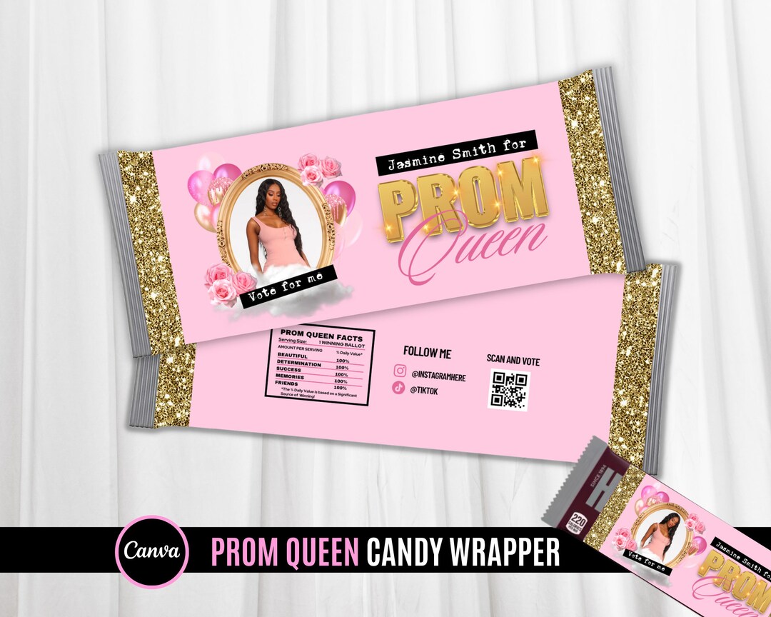 Prom Queen Candy Bar, Vote Prom Queen, Queen, Editable