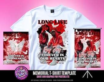 Memorial TShirt Design, Editable in canva, In Loving Memory TShirt Design Template, Perfect for Sublimation, DTF DTG, Heaven,Rest in Peace