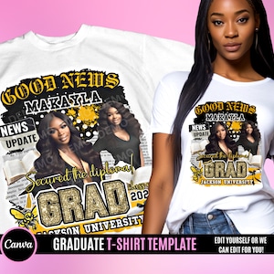 Graduation T Shirt Design, Editable in canva, 2024 Graduation Family T Shirt Design Template, Perfect for Sublimation, DTF or DTG, Good News