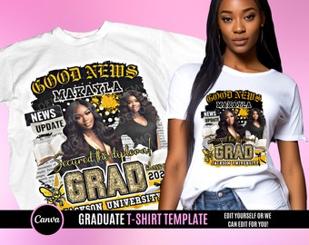 Graduation T Shirt Design, Editable in canva, 2025 Graduation Family T Shirt Design Template, Perfect for Sublimation, DTF or DTG, Good News