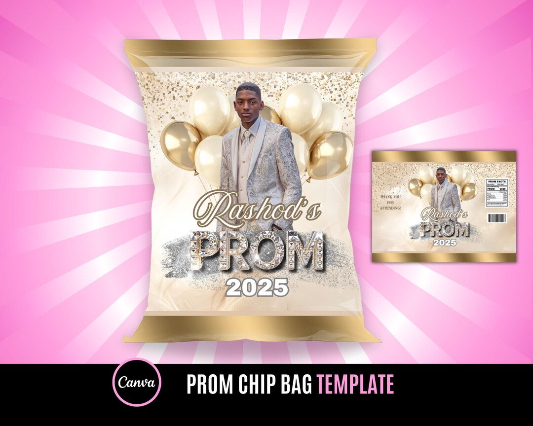Prom Send off Chip Bag | Cream and Gold Prom Chip Bag - Etsy
