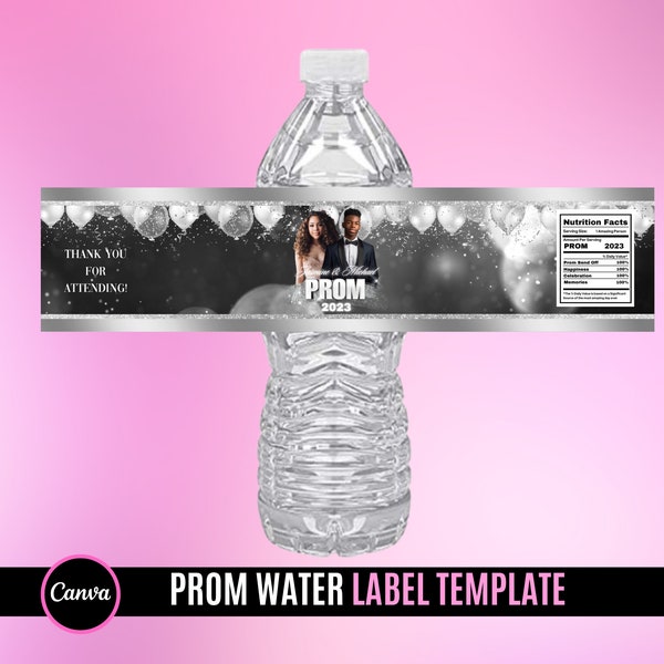 Prom Send Off Water Bottle Labels | Water Labels | Prom Night Event | Prom Party