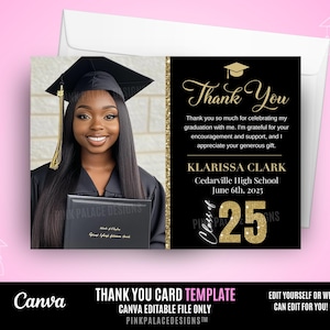 Carte de remerciement pour l'obtention du diplôme, carte de remerciement personnalisée, carte de remerciement promotion 2025, 2567