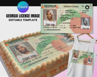 Bearbeitbare Georgia Lizenzvorlage für Kuchen | Geburtstag Shirt Design | Canva Template, 4 Kuchengrößen, Visitenkarte (digitaler Download)
