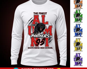 Vorlage für ein Alumni-Panther-Shirt | Bearbeitbare Canva-Vorlage für ein Alumni-Heimkehr-Shirt