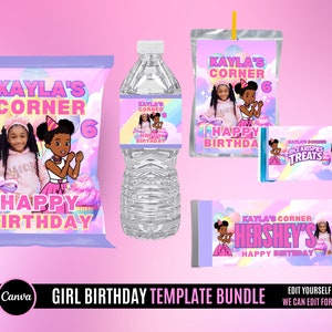 Girl Corner Birthday Bundle Templates , Edit yourself or we can edit for you