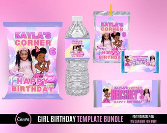 Girl Corner Birthday Bundle Templates , Edit yourself or we can edit for you