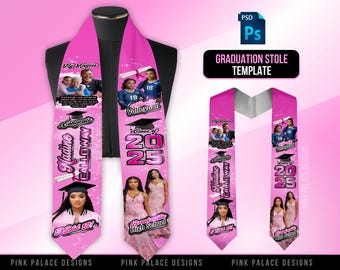 Custom Hair Sylist Graduation Stole and Matching T-Shirt 3D Graduation T-Shirts, Class of 2024, Congratulations