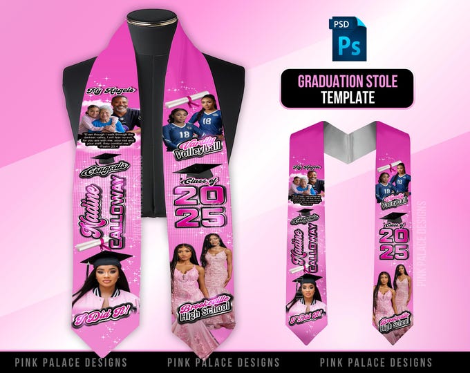 Scattered Generations Pink Graduation Stole