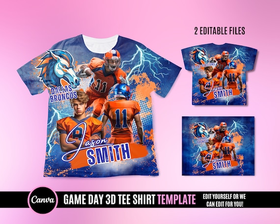 3D Tee Shirt Design File, Football Game Day Design File, Editable