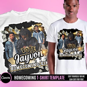 Homecoming King Design File, Football T Shirt Design, Editable in canva, T Shirt Design Template, Perfect for Sublimation, DTF or DTG, HOCO