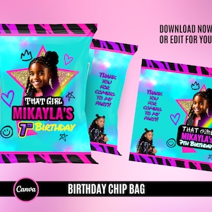 Girl Birthday Chip Bag - Etsy