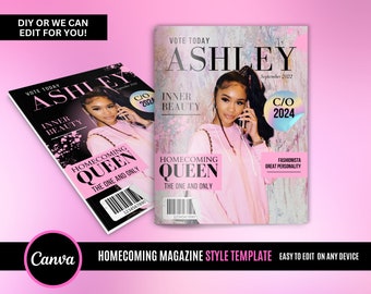 Homecoming queen magazine flyer, printable flyer, free resizing please inquire, free editing please send information after purchase