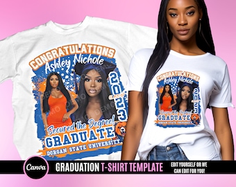 Design de camiseta de formatura, editável no Canva, modelo de design de camiseta para família de formatura de 2024, perfeito para sublimação, impressão DTF ou DTG.