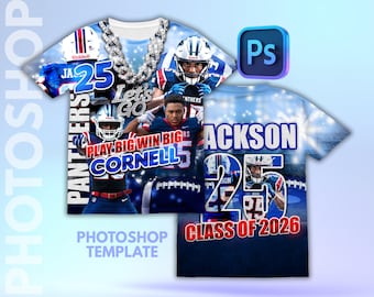 3D Football T-Shirt Design Template: Customizable Canva & Photoshop (Digital Download