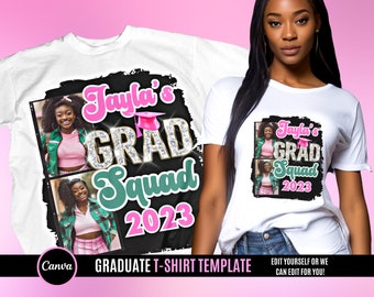 Design de camiseta de formatura, editável no Canva, modelo de design de camiseta para família de formatura de 2024, perfeito para sublimação, impressão DTF ou DTG.