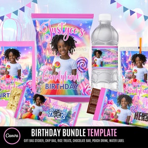 Candyland Birthday Digital Files, Birthday Party Favor Templates, Birthday Chip Template, Birthday Treats Template