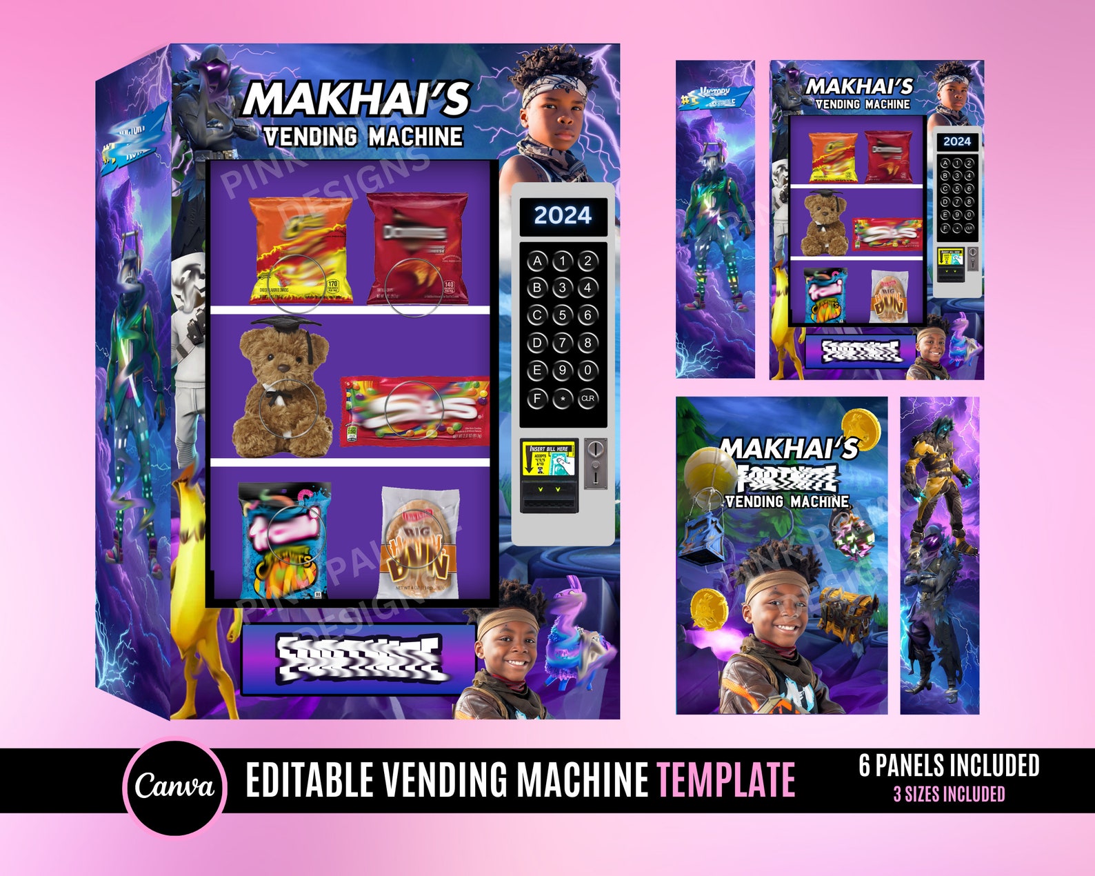 Game Vending Machine Template, Pink Vending Machine, Birthday Gift