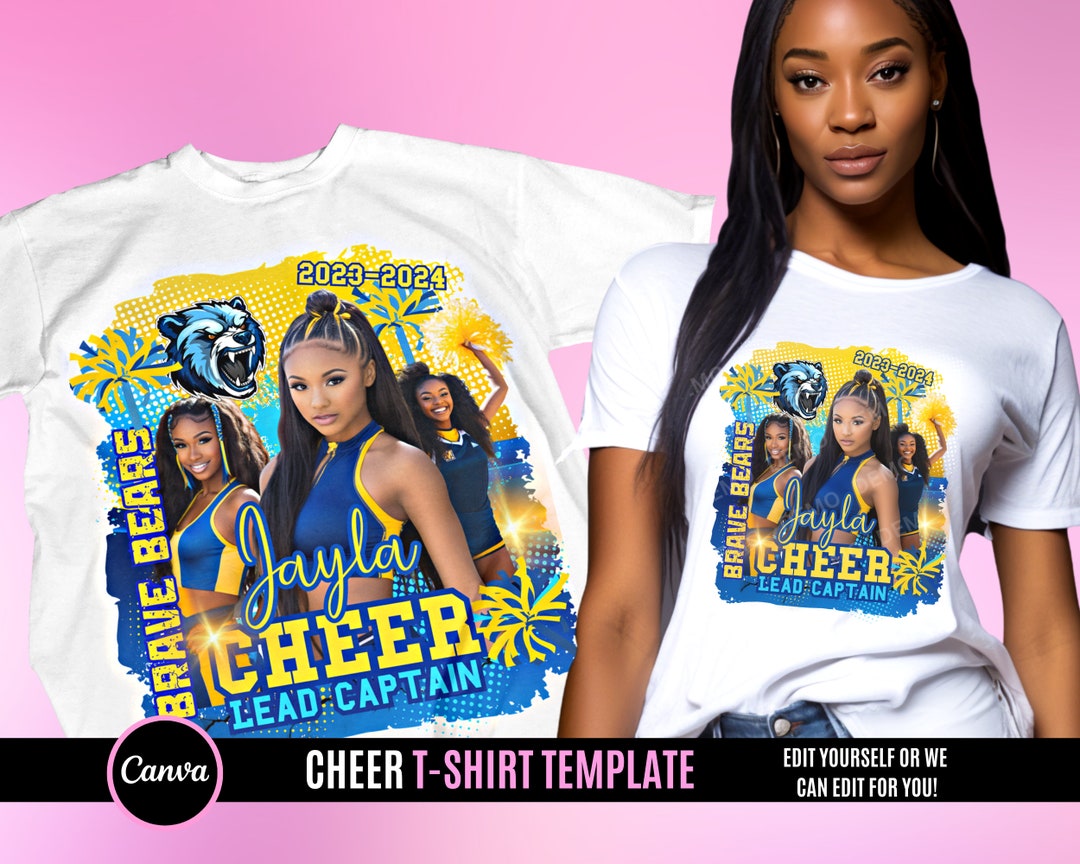 Cheerleader Design File, Cheer T Shirt Design, Editable in Canva, T Cheerleader Design File, Cheer T Shirt Design, Editable in Canva, T