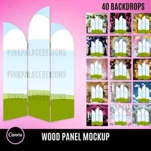 Wood Panel Mockup Only with Backdrops