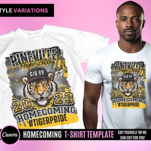 Homecoming Design File, Football T Shirt Design, Editable in canva, T Shirt Design Template, Perfect for Sublimation, DTF or DTG, Tiger