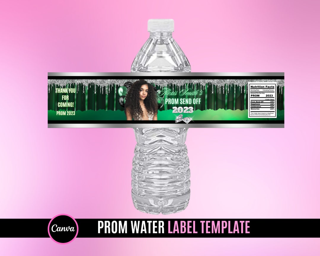 Prom Send off Water Bottle Labels Water Labels Prom Night Event Prom