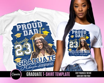 Design de camiseta de formatura, editável no Canva, modelo de design de camiseta para família de formatura de 2024, perfeito para sublimação, impressão DTF ou DTG.