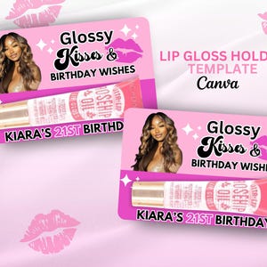 Porta Brilho Labial | Lembrancinha de Festa de Aniversário | Modelo de Lembrancinha de Festa de Aniversário para Meninas Editável com Canva