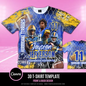 3D TShirt Design File, Football Game Day Design File, PHOTOSHOP and CANVA, T Shirt Design Template, Perfect for Sublimation, DTF or Dtg Blue