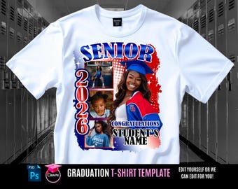 Senior Night Shirt, Graduation T Shirt Design, Editable in Canva Photoshop, 2026 Graduation Family T Shirt Design, Easily Change Colors