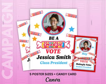 SMARTIE Student Council Poster, class treasurer, class president, Class campaign, high School homecoming, editable digital poster