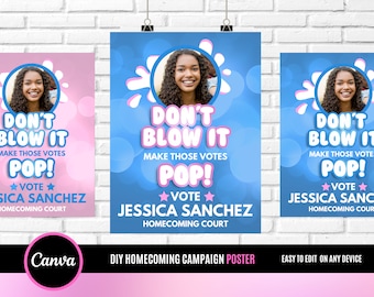 Póster "No lo arruines", póster del consejo estudiantil, tesorero de la clase, presidente de la clase, campaña de la clase, póster digital editable