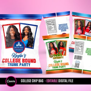 College Bound Chip Bag, Trunk Party Chips Bundle , Bundle Templates , Edit yourself or we can edit for you