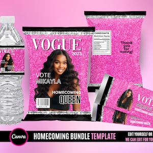 Homecoming Campaign Treat Bundle, Homecoming Campaign , Voting Bundle, Bundle Templates , Edit yourself or we can edit for you PINK BLACK