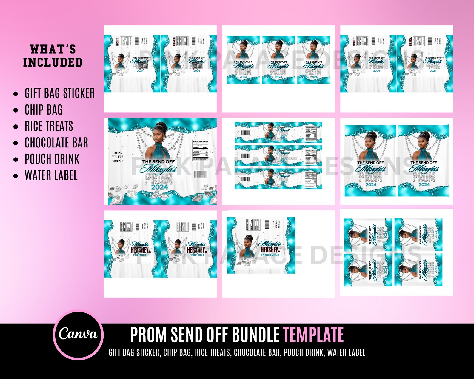 Bar Code For Prom Prom Send off Treat Bundle, Teal, Prom Water Label, Prom Candy Bar ...