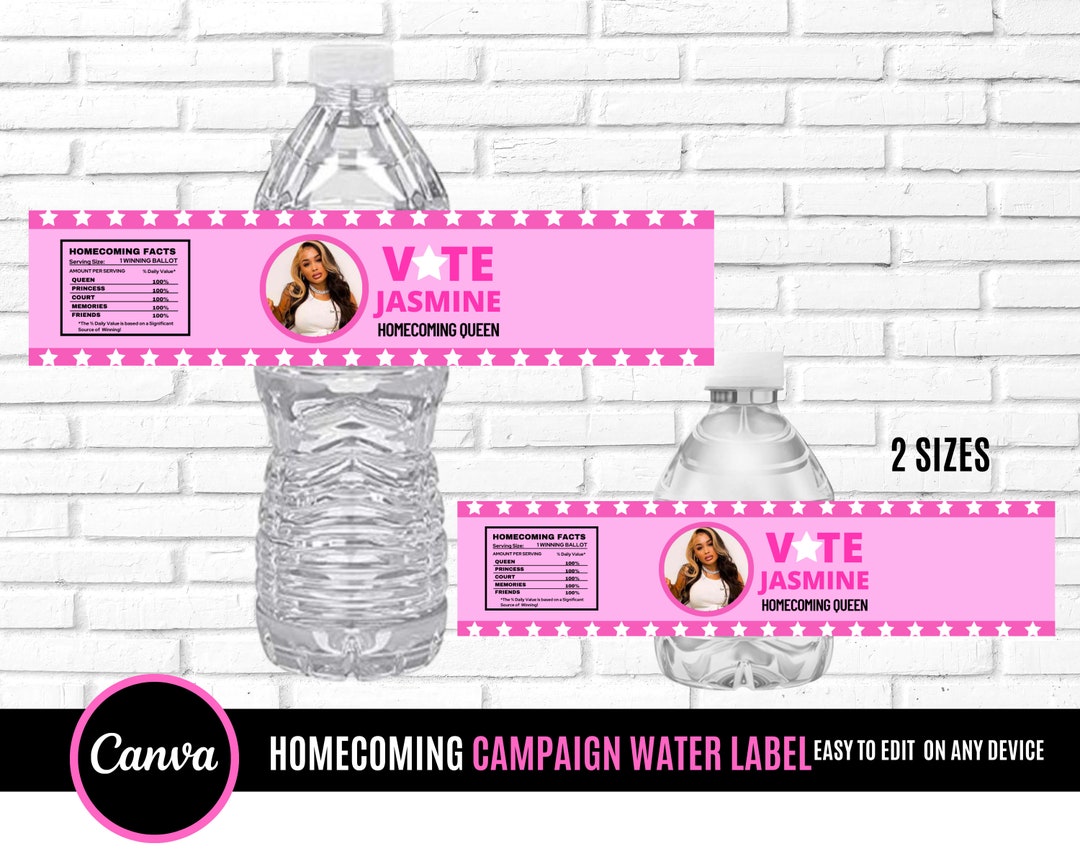 Water Bottle Label Campaign Water Bottle Label Etsy