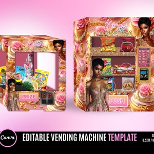Vending Machine Template, Birthday Vending Machine, Mother&#39;s Day vending editable with Canva