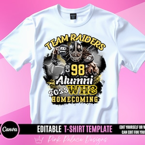 Alumni Team Spirit Design File, Football T Shirt Design, Editable in canva, T Shirt Design Template, Perfect for Sublimation, DTF or DTG