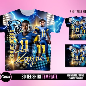 3D-T-Shirt-Designdatei, Fußballspieltag-Designdatei, bearbeitbar in Canva, T-Shirt-Designvorlage, perfekt für Sublimation, DTF oder DTG