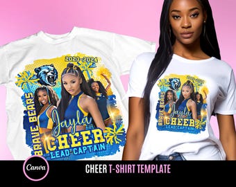 Cheerleader Design File, Cheer T Shirt Design, Editable in canva, T Shirt Design Template, Perfect for Sublimation, DTF or DTG, HOCO