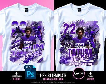 Football Game Day Design File, Center Shirt Template, Football T Shirt Design, Editable in canva or photoshop, PW2055