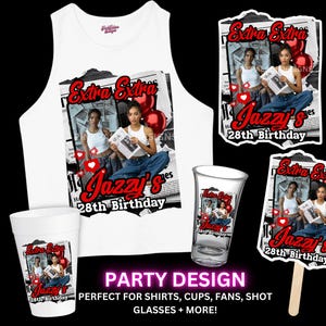 Birthday Sticker , Editable Canva Template, Sticker for shot glasses, styrofoam cups