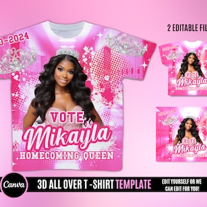 Vote Homecoming Queen Design File, Football T Shirt Design, Editable in canva, T Shirt Design Template, Perfect for Sublimation, DTF or DTG